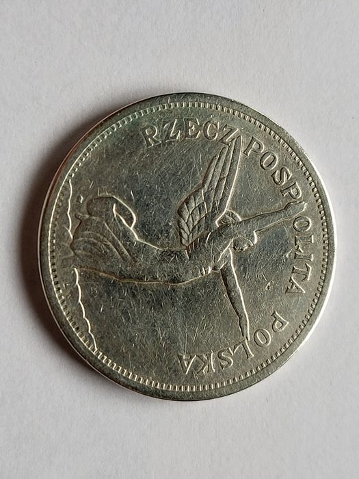 Srebrna moneta Nike 1928 TYP A ze znakiem mennicy.