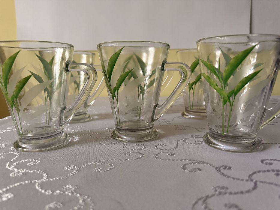 Szklanki Tetley Quality Tea 200 ml Oryginalne 6szt z zielonym motywem