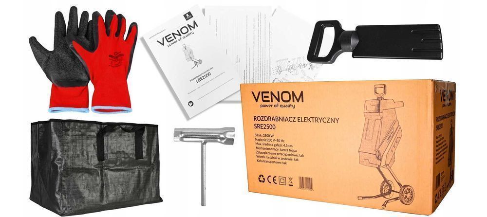 Rozdrabniacz DO GAŁĘZI elektryczny VENOM SRE 2500 W MOCNY I LEKKI