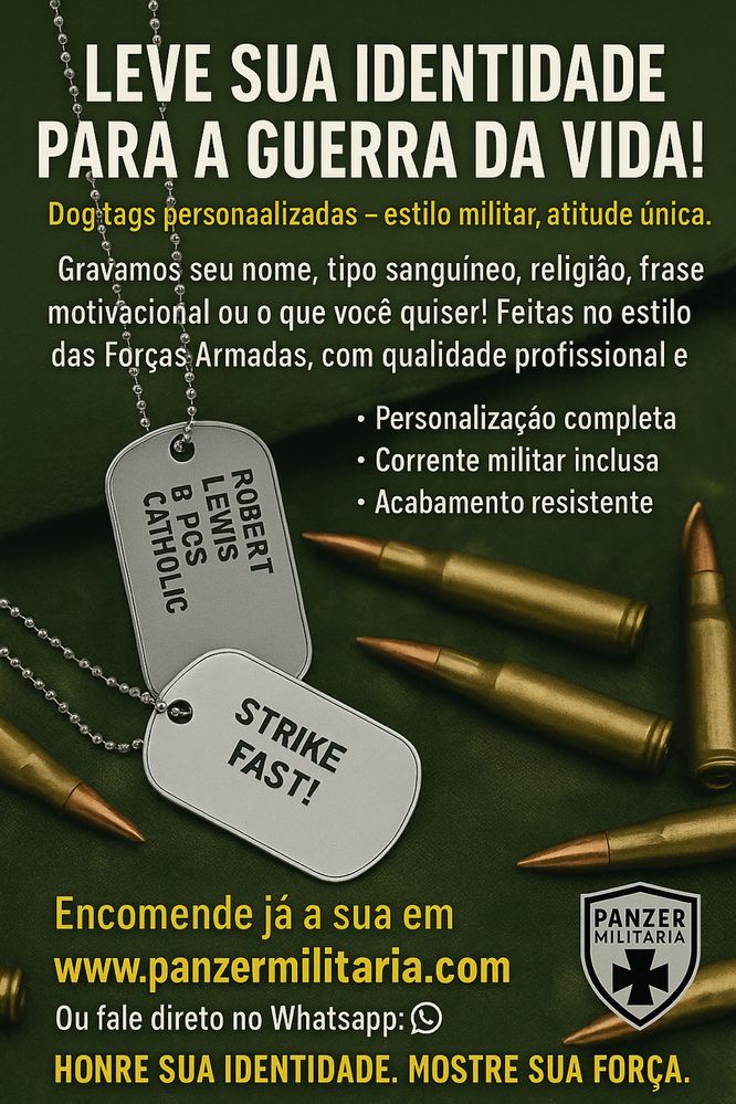 Chapa identificação militar , fuzileiros, rangers, exercito, dog tag,