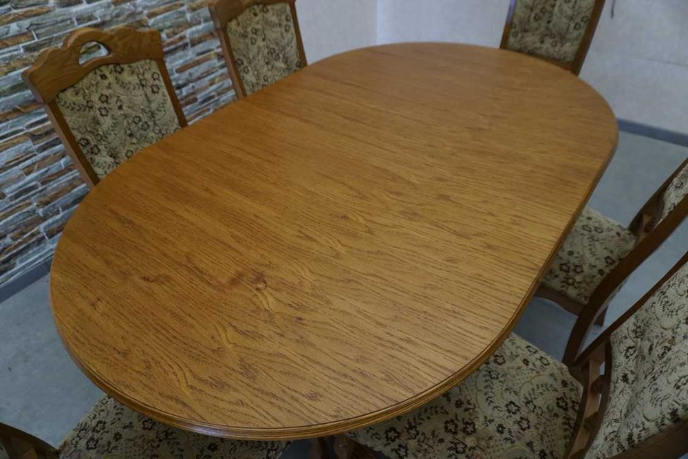 Stół Dębowy Rozkładany do 205 cm  + 6 Krzeseł do kompletu    L-194