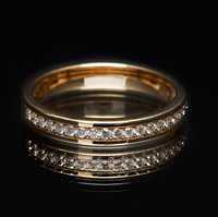 Obrączka pierścionek 2.5 mm rząd diamentów brylantów 1.2 mm