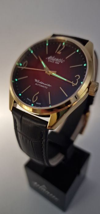 Atlantic Worldmaster Art Deco Automatic - szafir, skóra - Gold + Red