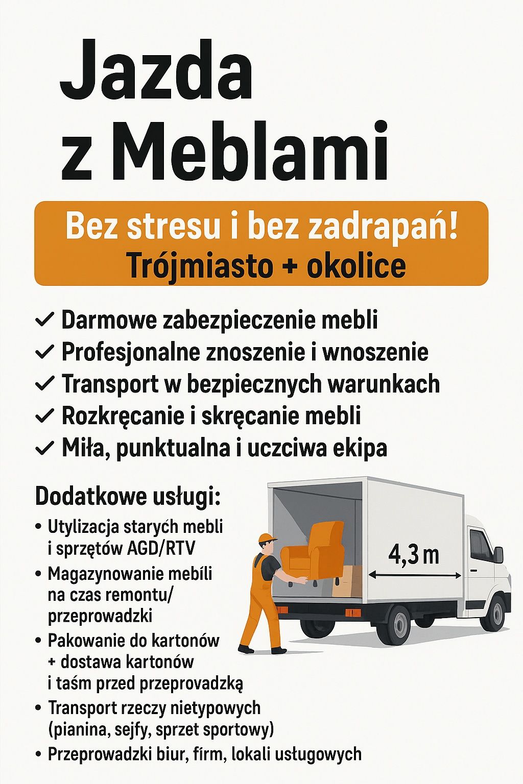 "Jazda z Meblami" – Bez stresu i bez zadrapań! Trójmiasto i okolice