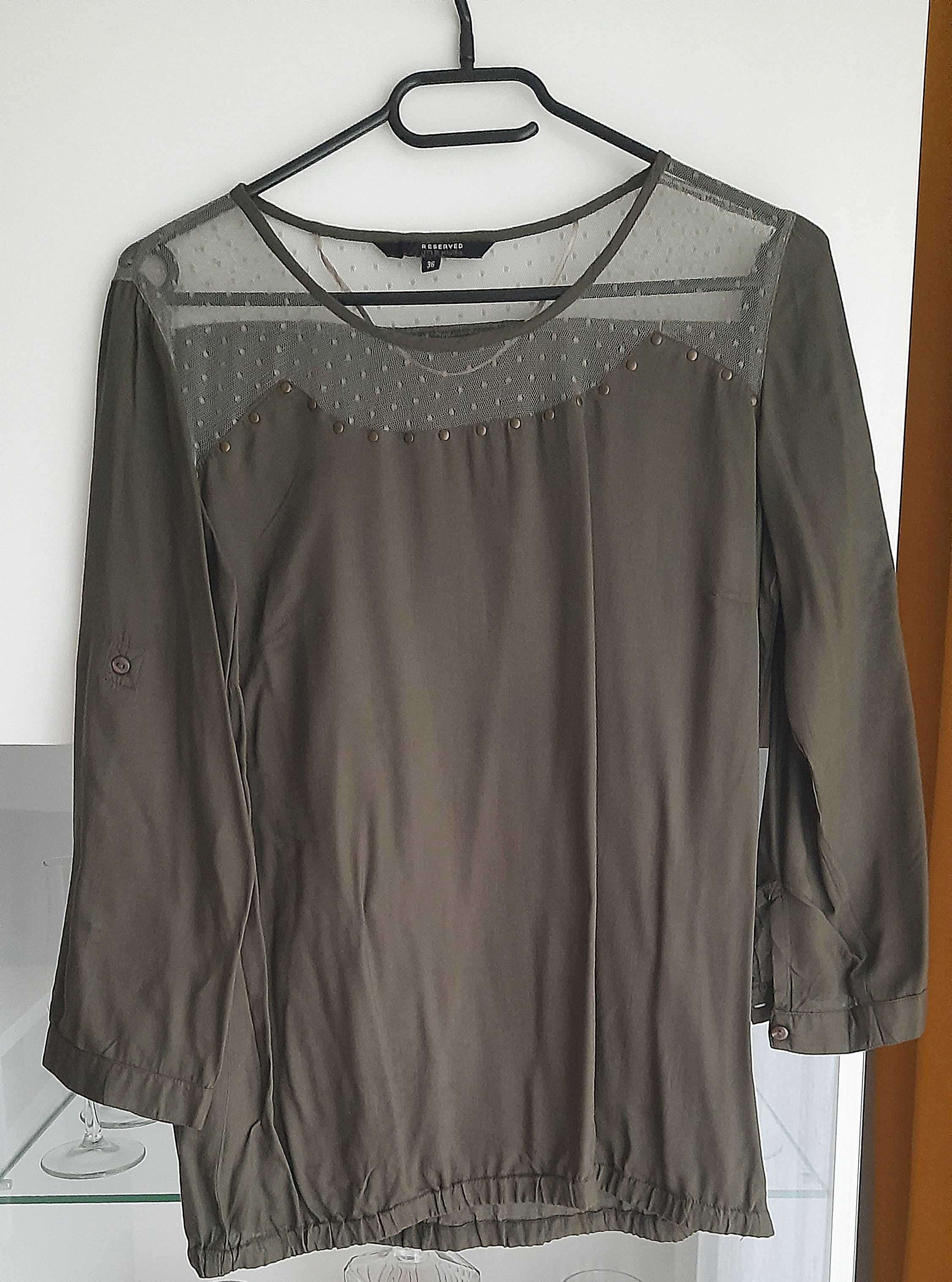 Luźna bluzka RESERVED r. S / 36, kolor khaki/oliwkowy
