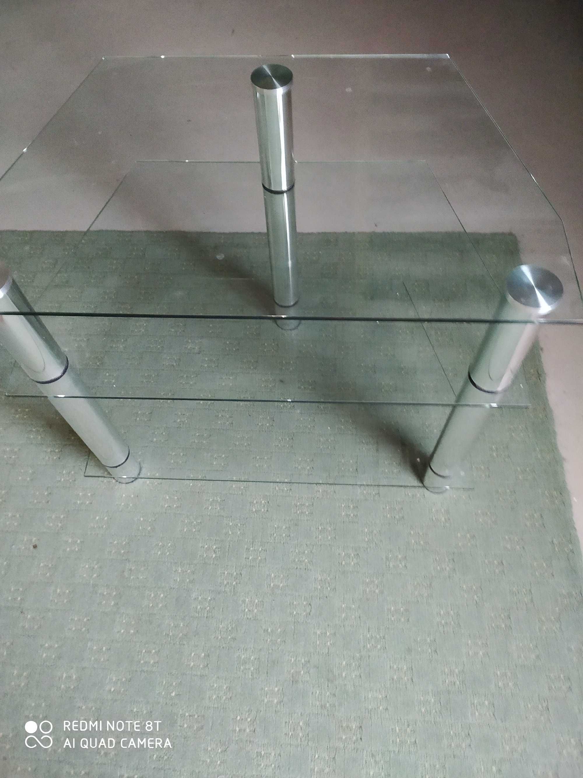 Stół szklany pod telewizor i dekoder