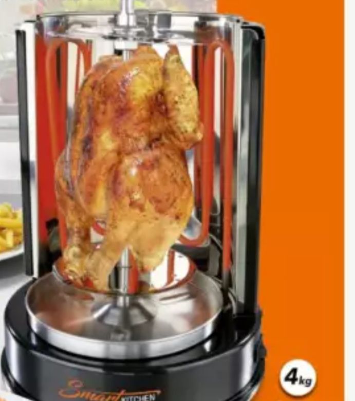 Grill elektryczny pionowy do kurczaka kebaba szaszłyki rożen obrotowy
