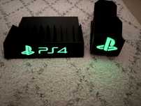 Stojak na gry i pady PS4 napis fluorescencyjny