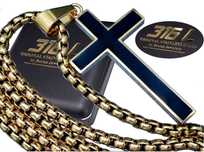 Złoty Łańcuszek Z Krzyżykiem Stal Chirurgiczna 316L Boston Jewellery