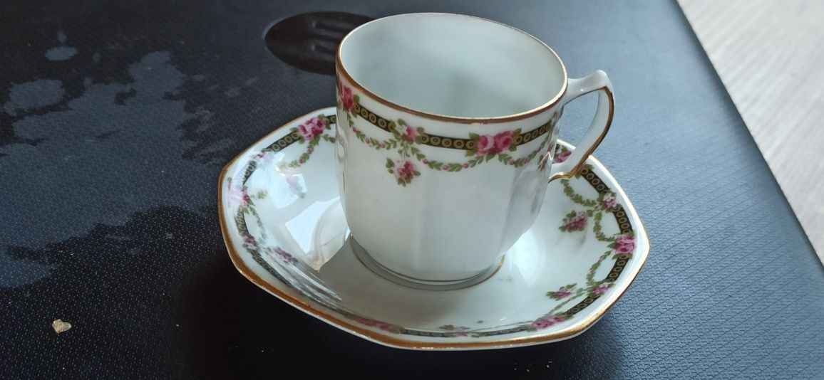 Stara Porcelanowa filiżanka z talerzykiem Jean Haviland Alexandrie