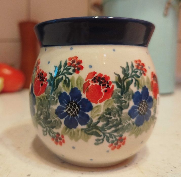 Kubek z ceramiki bolesławieckiej 200 ml śliczny kwiatowy wzór