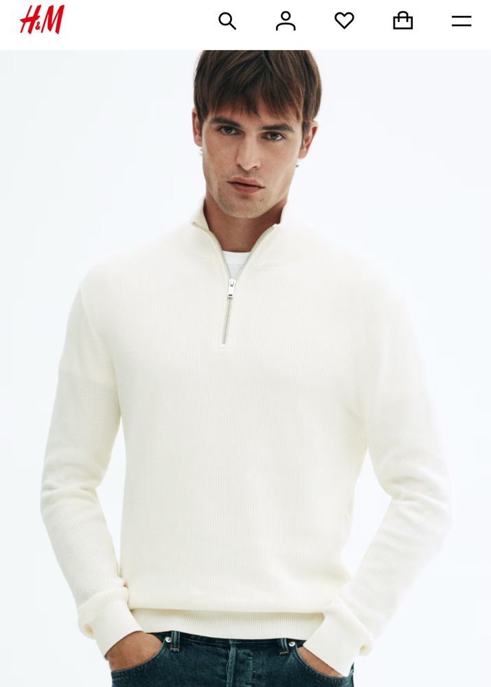Пуловер, зіп 1/3, кофта H&M