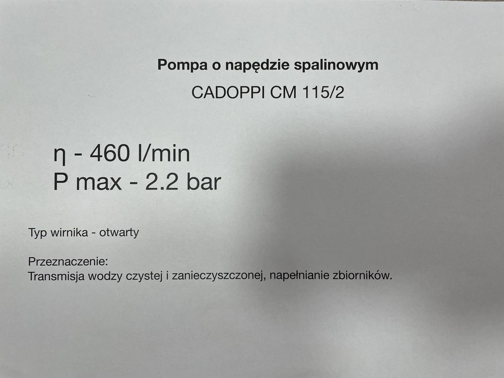 Pompa o napędzie spalinowym CADOPPI CM 115/2