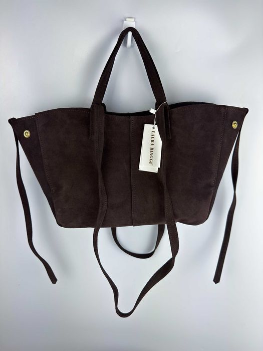 SUPER CENA Piękny shopper zamszowy 100% skóra naturalna + KOSMETYCZKA