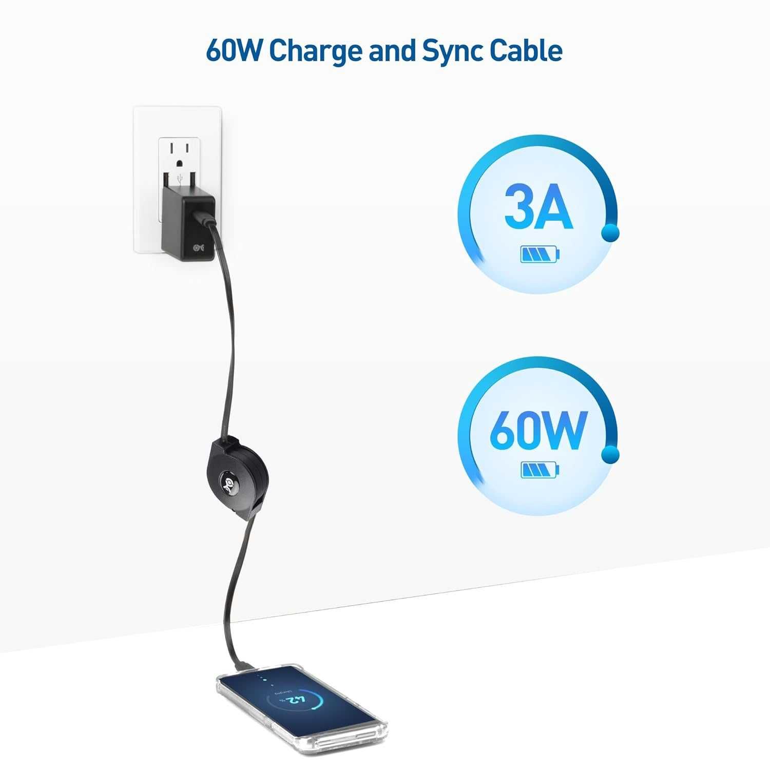 Kabel do ładowarki USB C USB C zwijany 1m 2szt SPP415