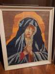Duży obraz haft krzyżykowy Matka Boska Madonnarękodzieło