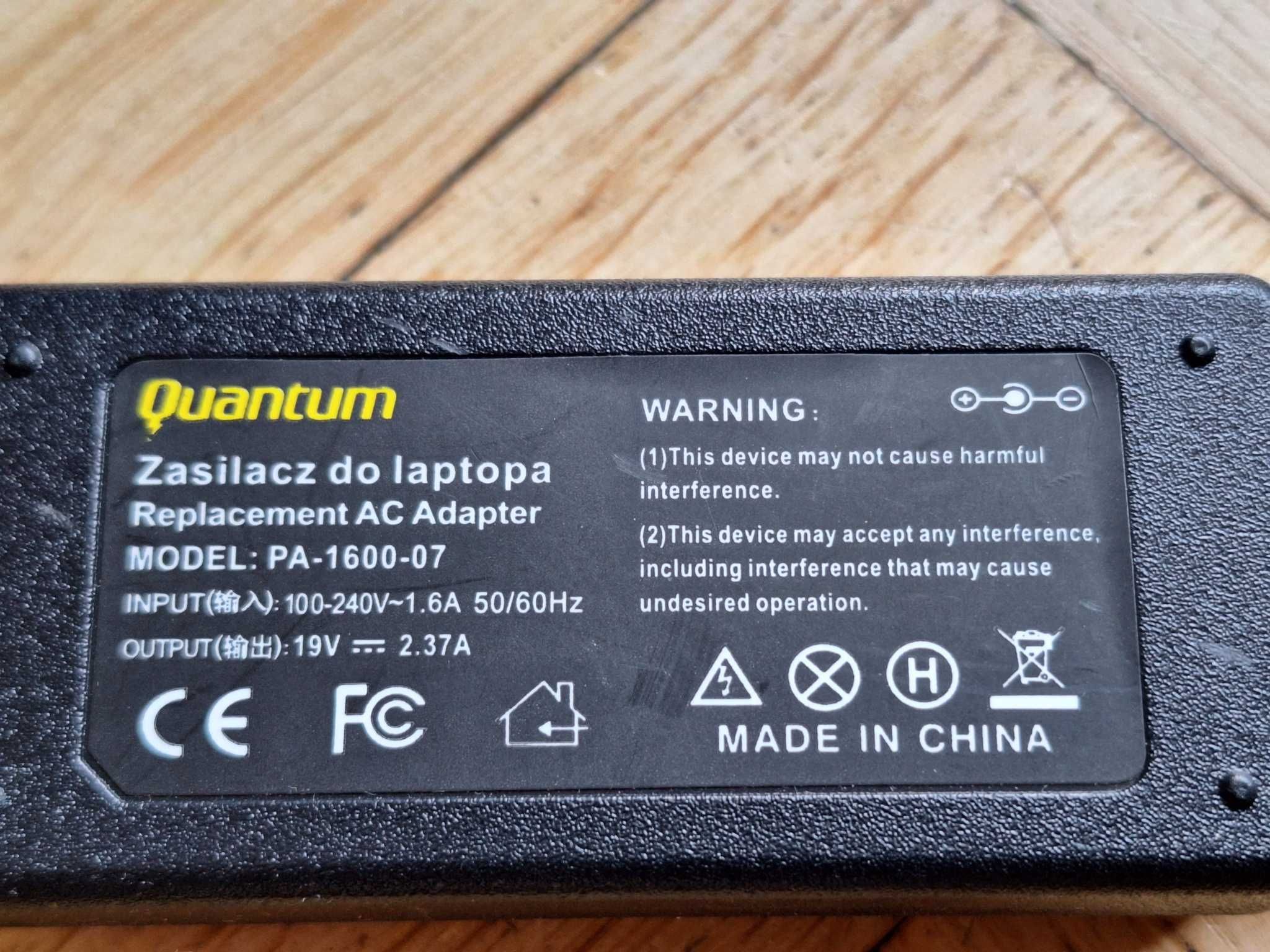 Zasilacz laptopa Asus 19V 2,37A 45W - Quantum PA-1600-07 z kablem