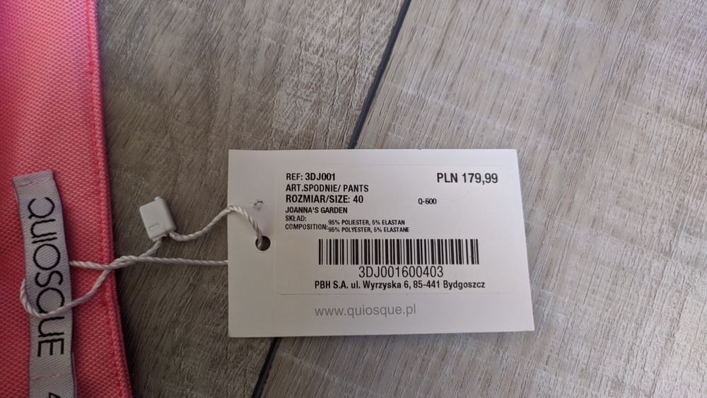 Spodnie marki Quiosque nowe z metką rozmiar 40 różowe