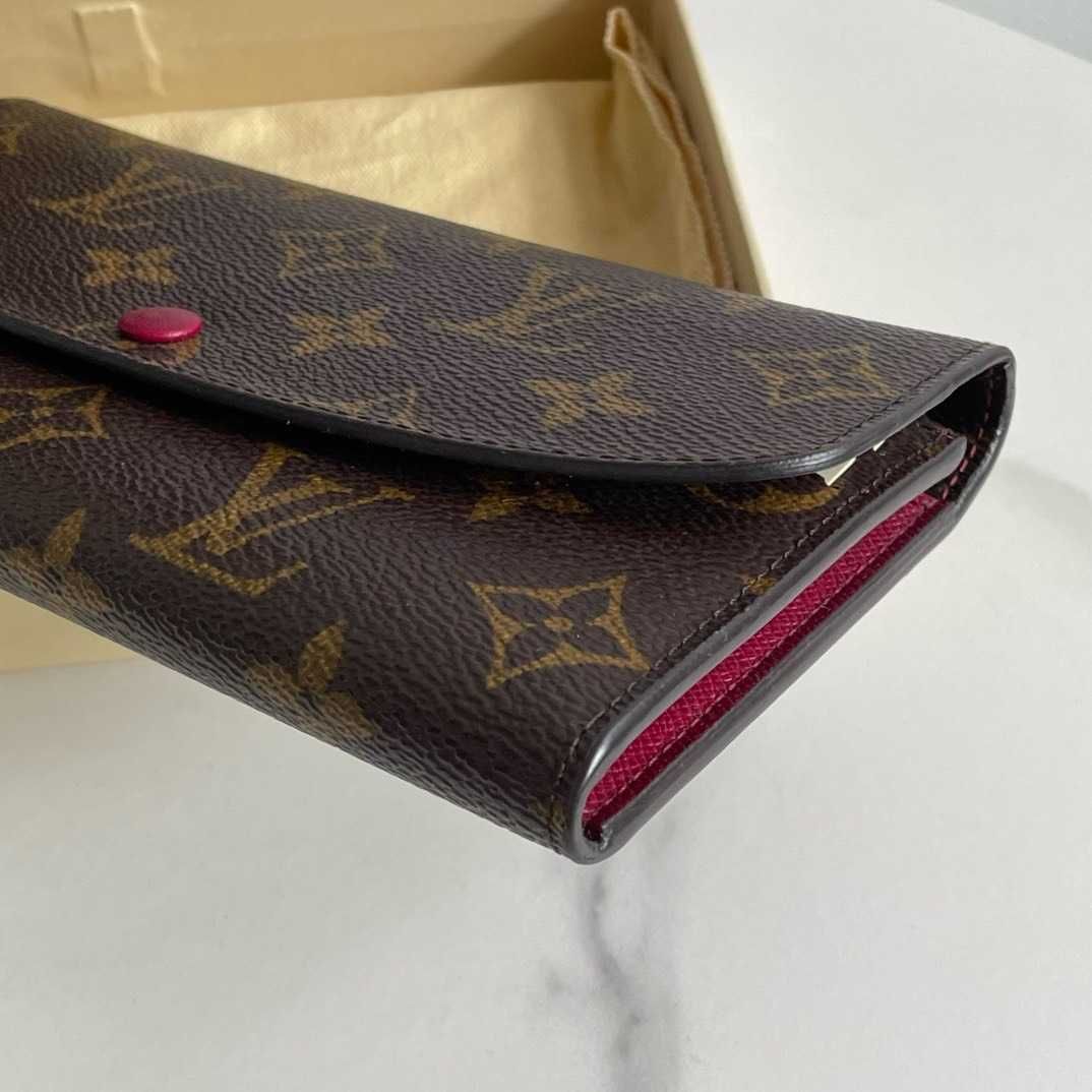 Nowe LV Louis Vuitton długi portfel Róża czerwona przycisk