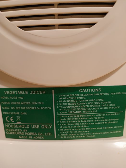 Wyciskarka Green Star GS 1000