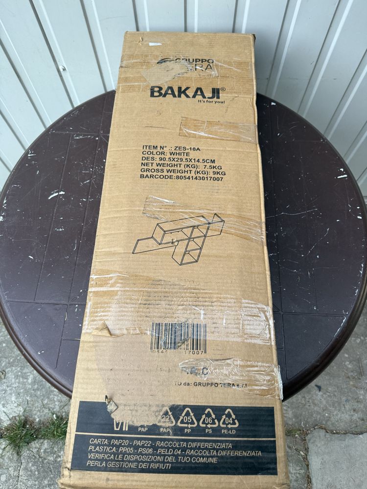 BAKAJI półki ścienne/regał/wieszak na 9 haczyków 99,5 x 61 x 15 cm