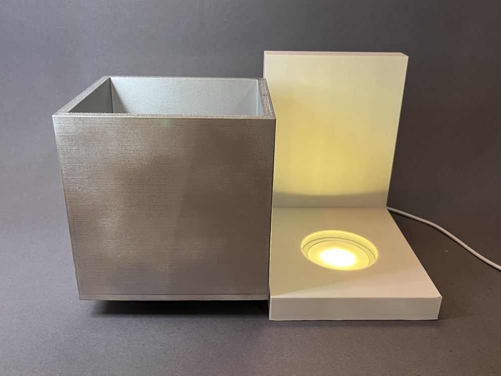Doniczka Kostka Podświetlana LED na biurko, komodę 16 cm wysoka