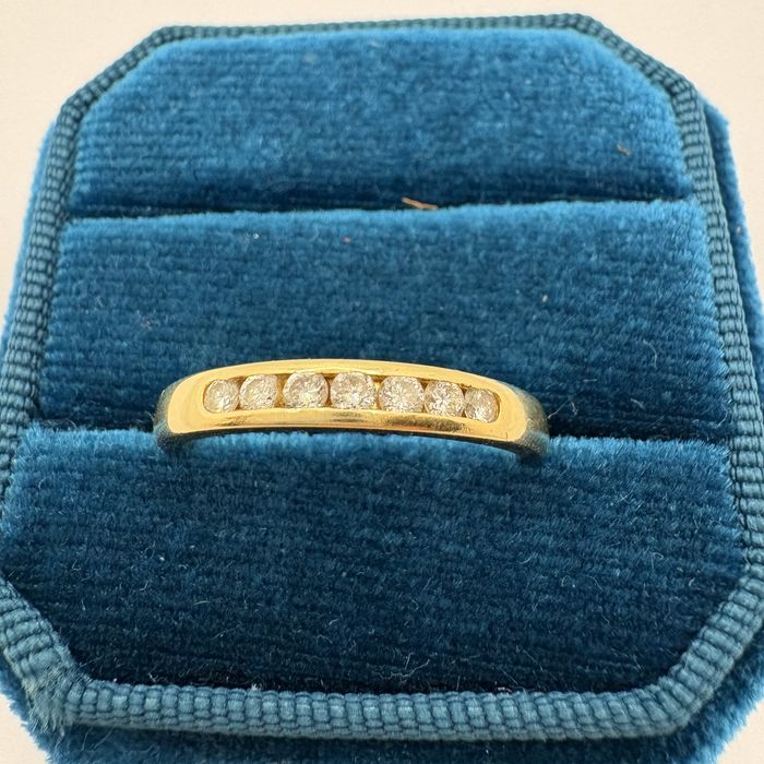 Retro pierścionek obrączka zloto 14 k brylanty 0,25 ct R15 wycena