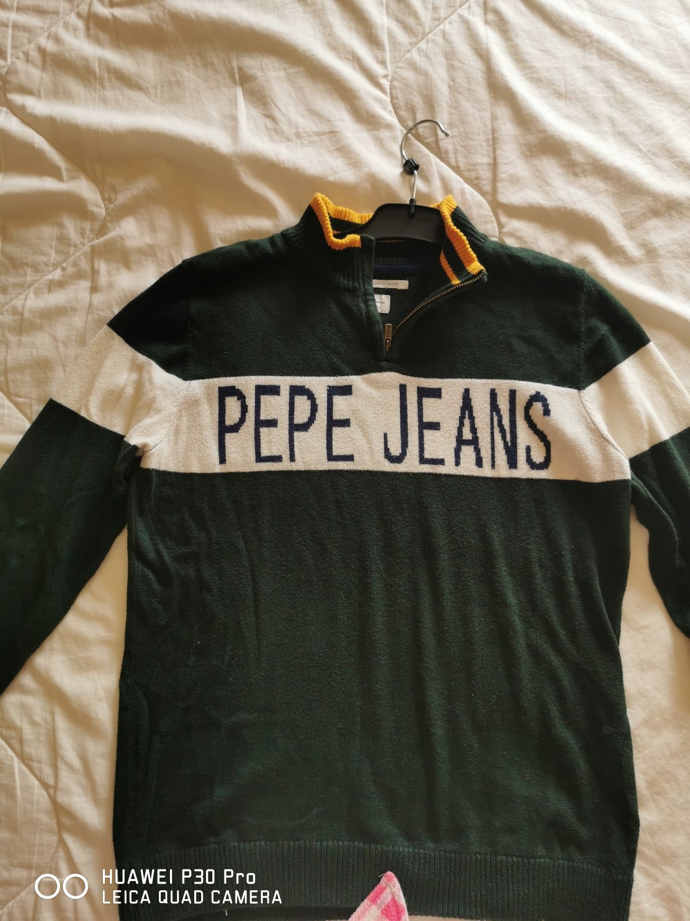 Camisola de malha de rapaz da Pepe Jeans, verde logo azul marinho