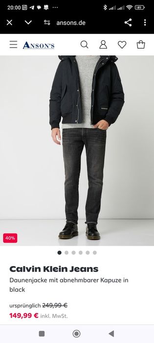 Продам оригинальный мужской пуховик Calvin Klein, размер XL