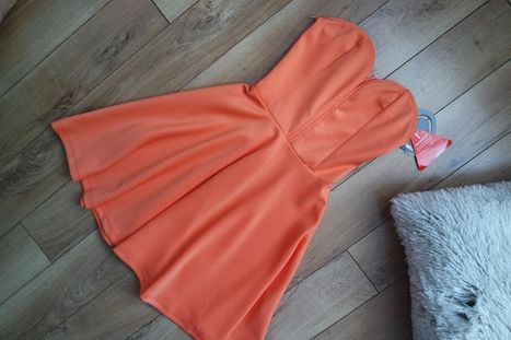 Piękna nowa koralowa gorsetowa sukienka orange rozm. XS Asos