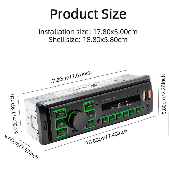 Rádio 1din Stereo USB com App FM Cartão BLUETOOTH novo