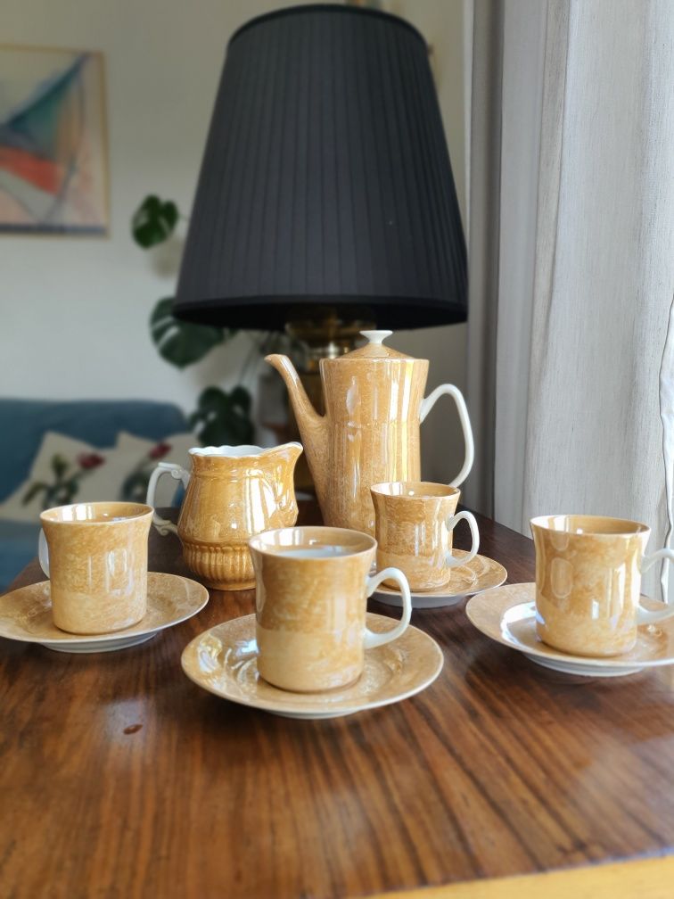 Serwis porcelanowy, kawowy, PRL, Włocławek, marmurek
