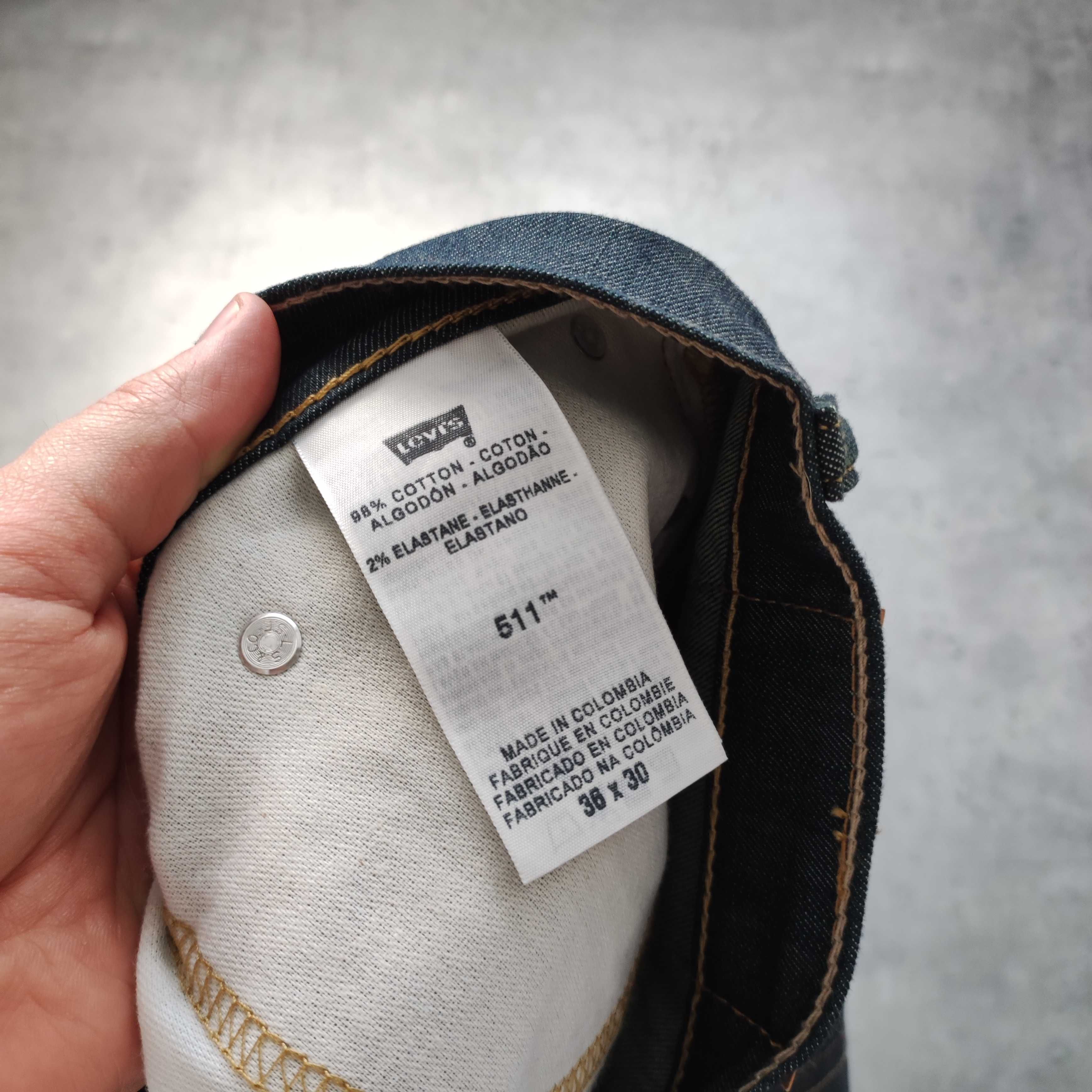 MĘSKIE Eleganckie PREMIUM Jeansy Denim Granatowe Levis 511 NOWE Metki