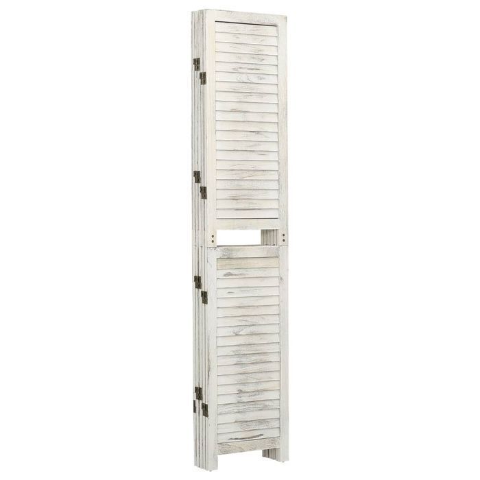 vidaXL Parawan 5-panelowy, postarzany biały, 178,5x166 cm, lite drewno
