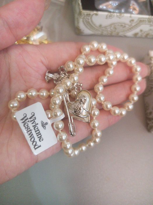 Naszyjnik z perłami i sercem Vivienne Westwood