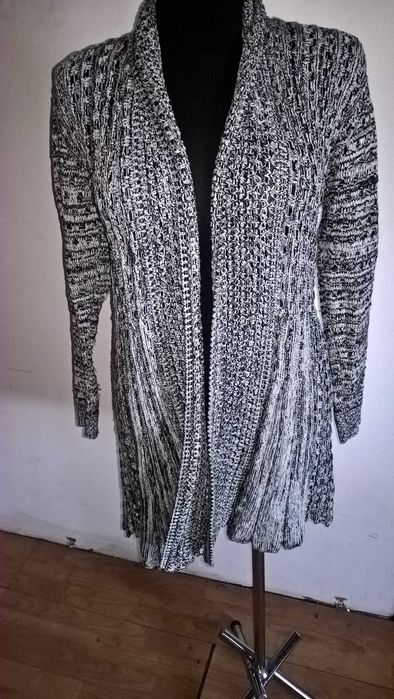 Sweter damski, długi,luźny, narzutka Mixed Fibres-rozmiar 40/42