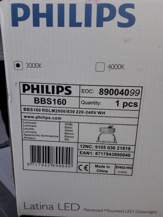 Oprawa Philips Latina LED Downlight 3000K BBS160 RDLM2000/830