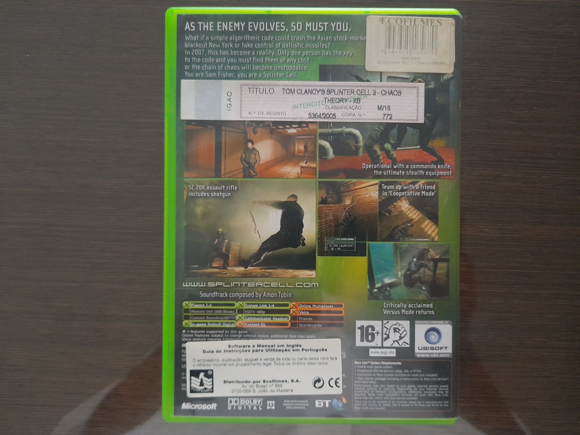 Splinter Cell Chaos Theory para a Xbox original