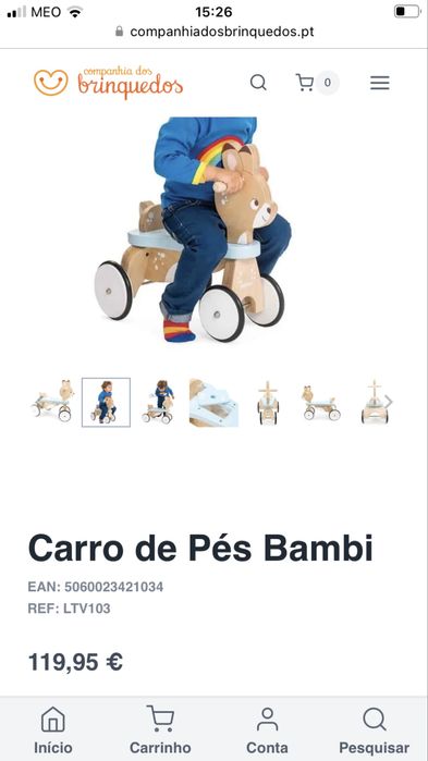 Triciclo veado de madeira