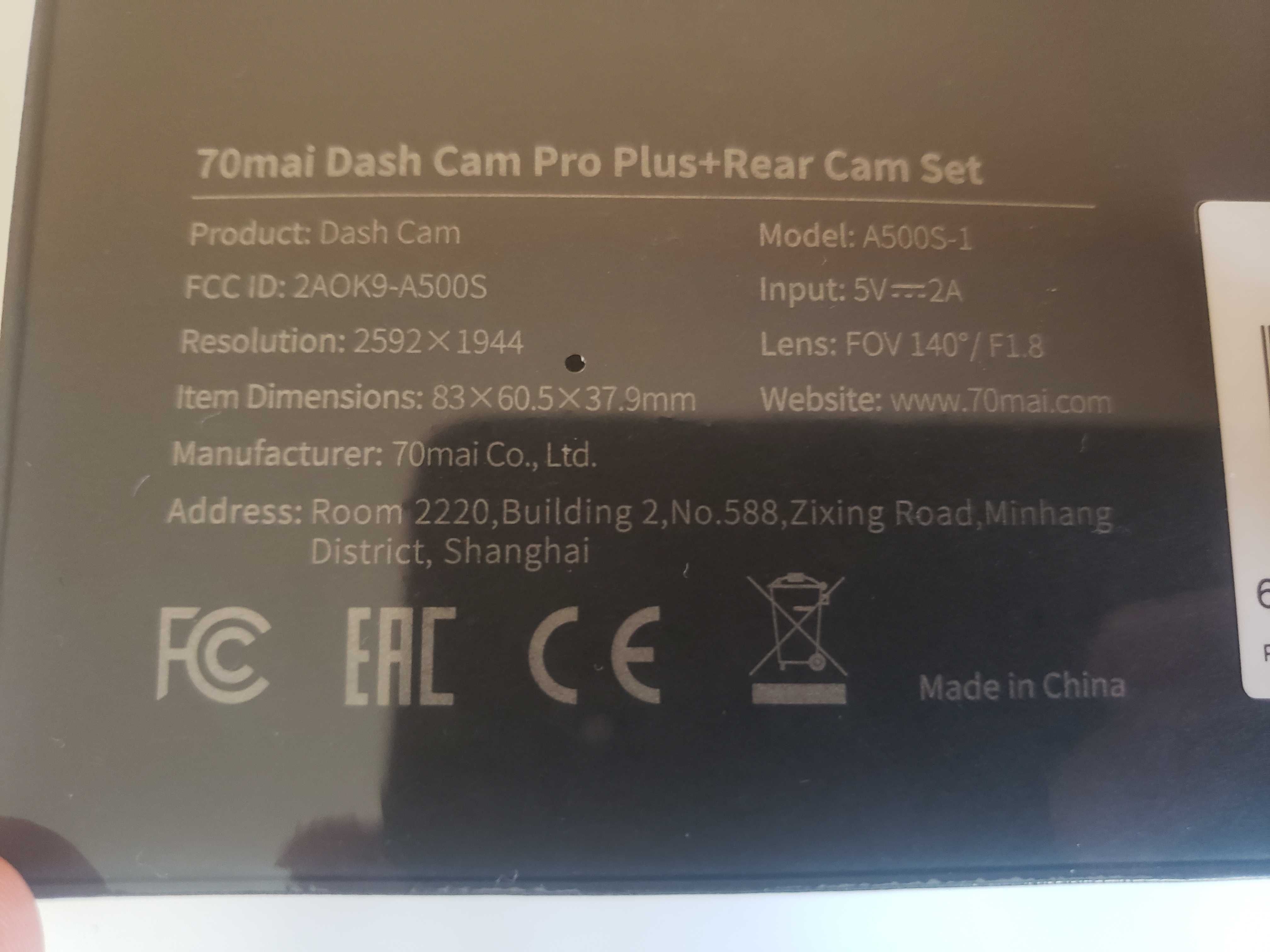 Wideorejestrator 70mai Dash Cam Pro Plus + Rear Cam Set A500S-1