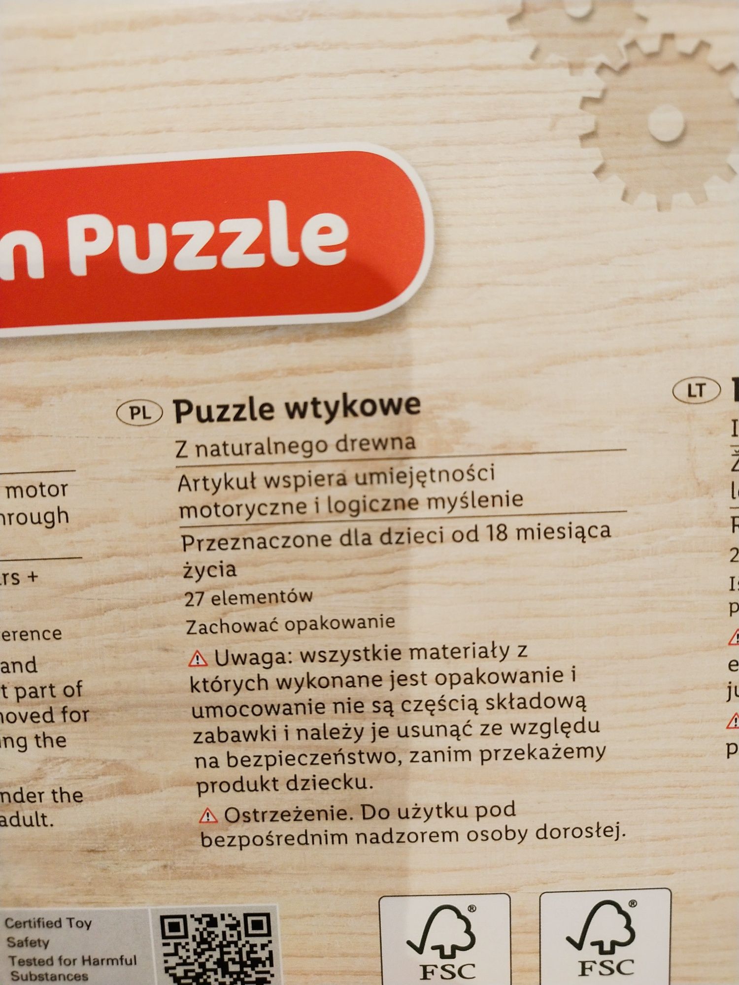 Play Tive puzzle wtykowe drewniane Montessori