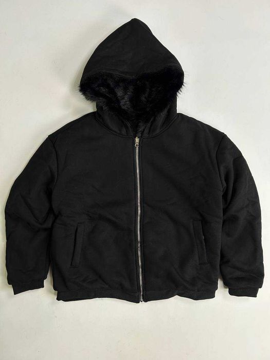 MA-1 бомбер черный мех двостороння куртка хутро зіпка чорний black S M