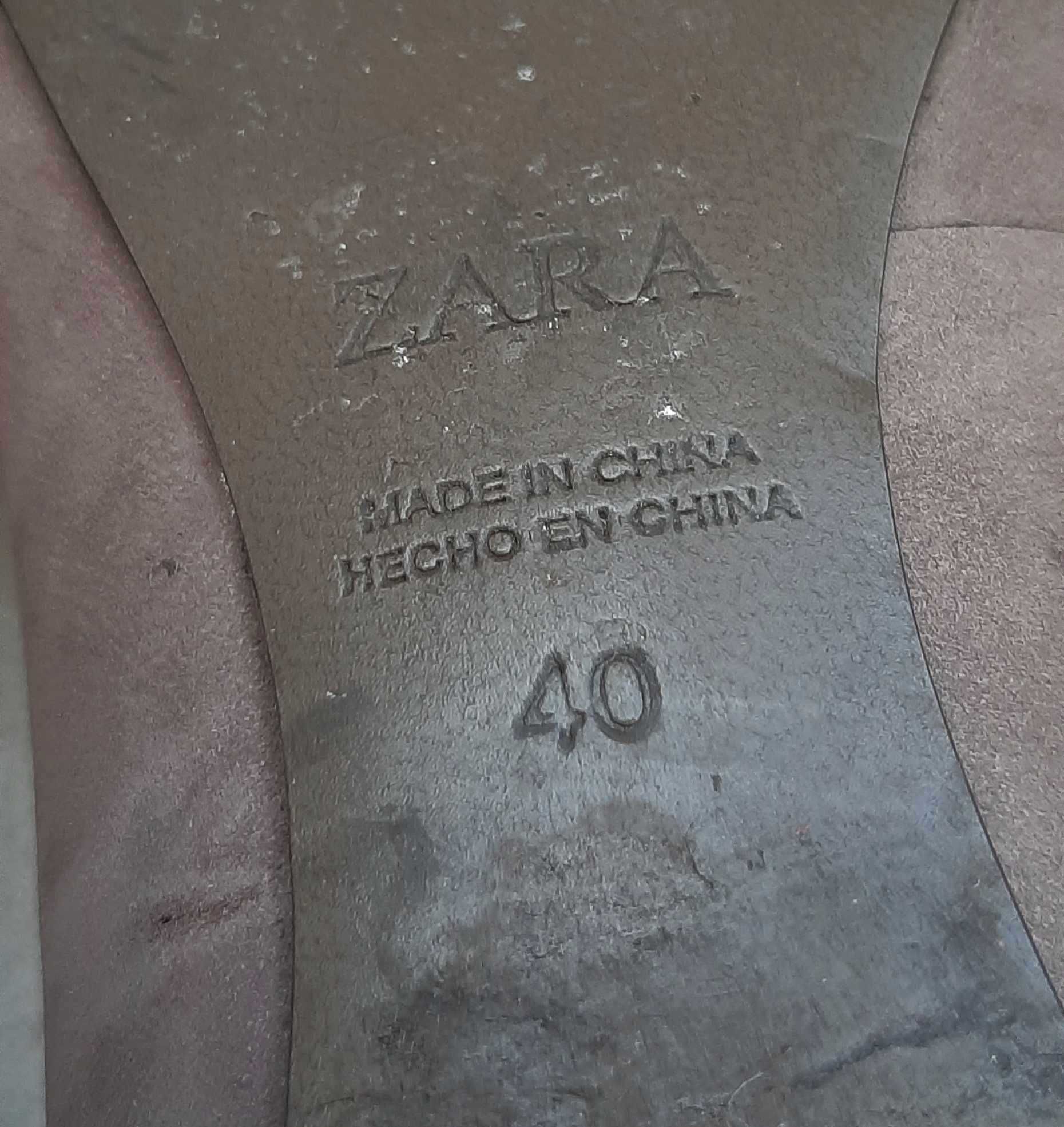 Sabrinas, sapatos rasos cinzentos em pele, Zara