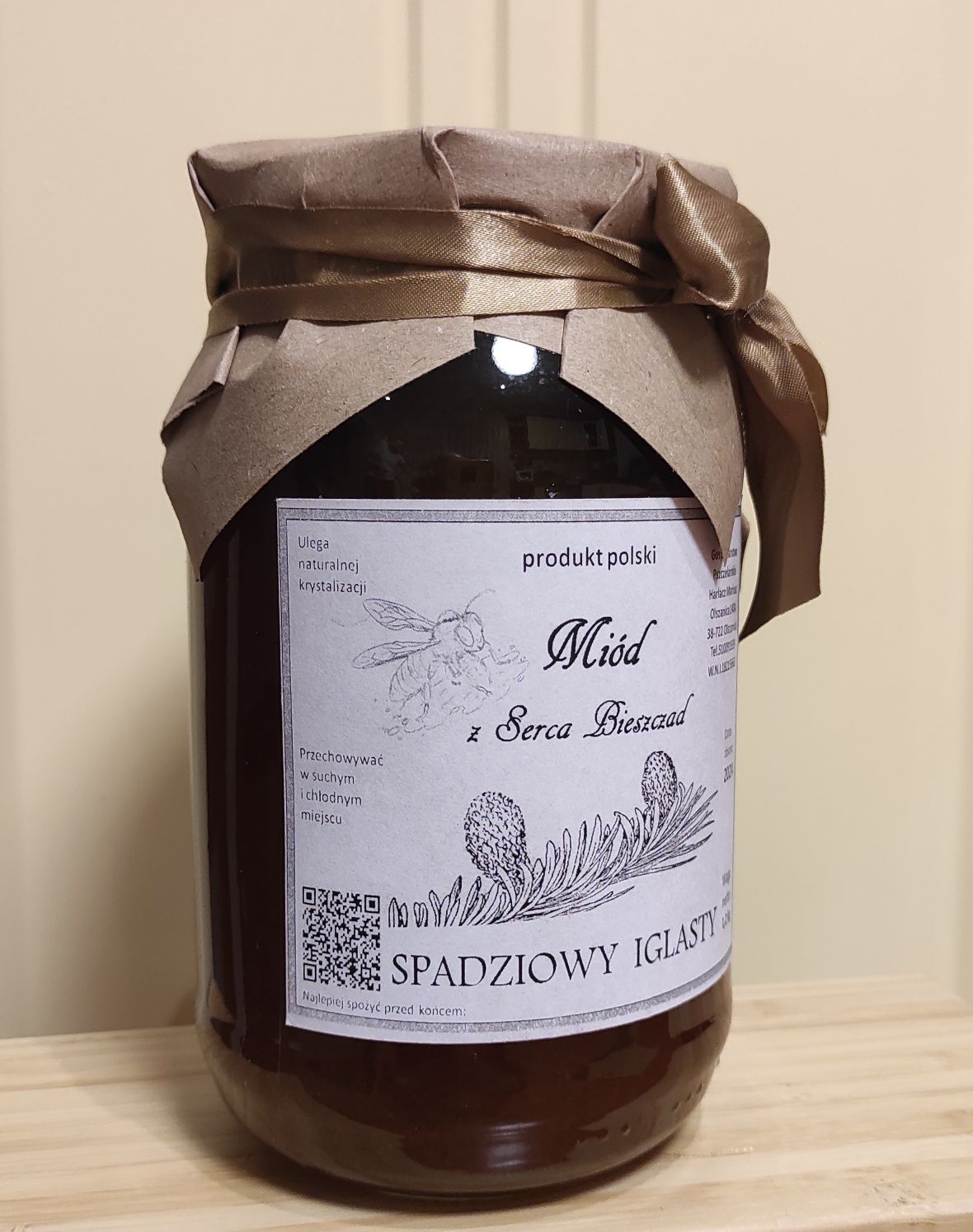 2x Miód spadziowy iglasty1,2 kg z własnej pasieki w Bieszczadach 2024