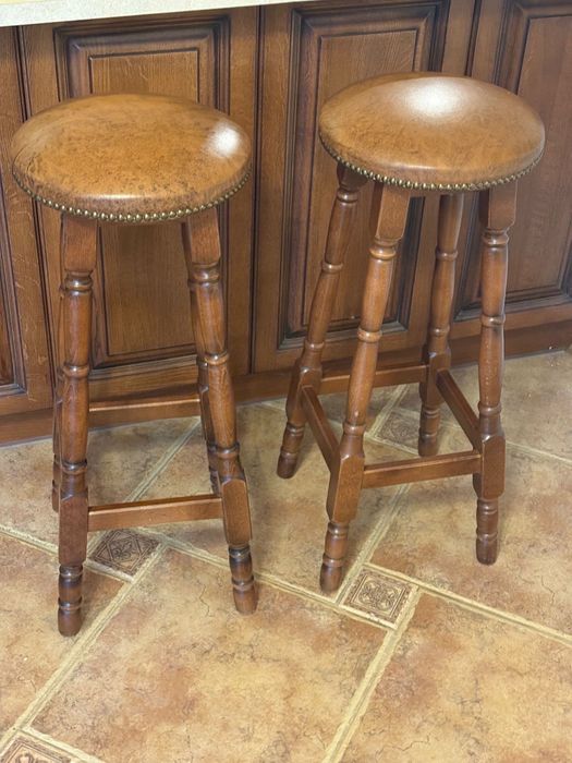 Hoker barowy drewniany skorzany cena za 2 sztuki