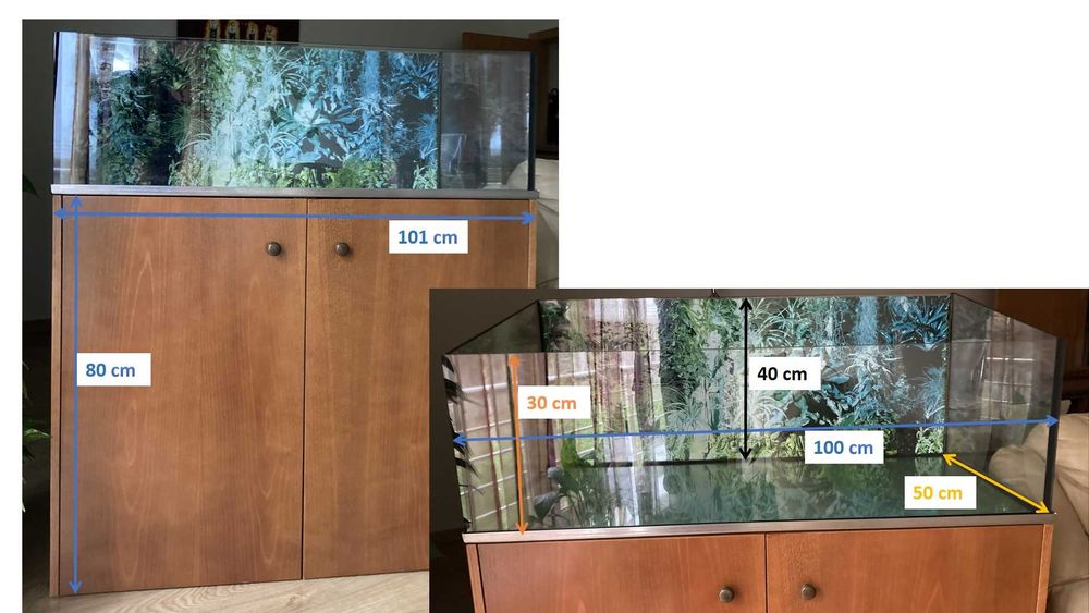 Aquario com móvel de suporte