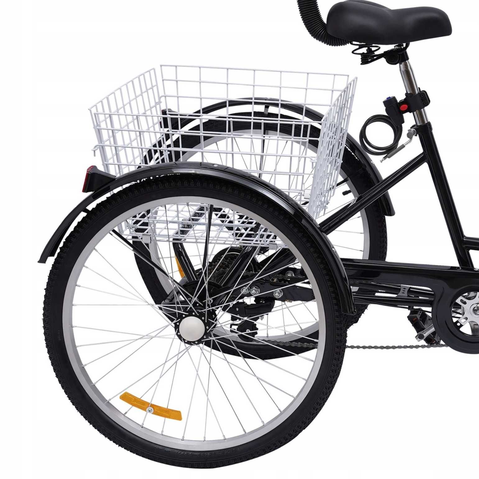 Stabilny trójkołowy rower 24" dla dorosłych – składany, czarny