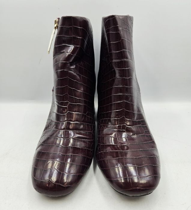 Botki Damskie Imitacja Skóry Krokodyla Stradivarius Bordowe Rozmiar 38