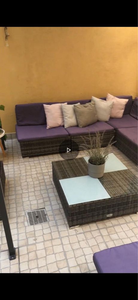 VidaXL 8pcs conjunto lounge de jardim com almofadões vime PE cinzento