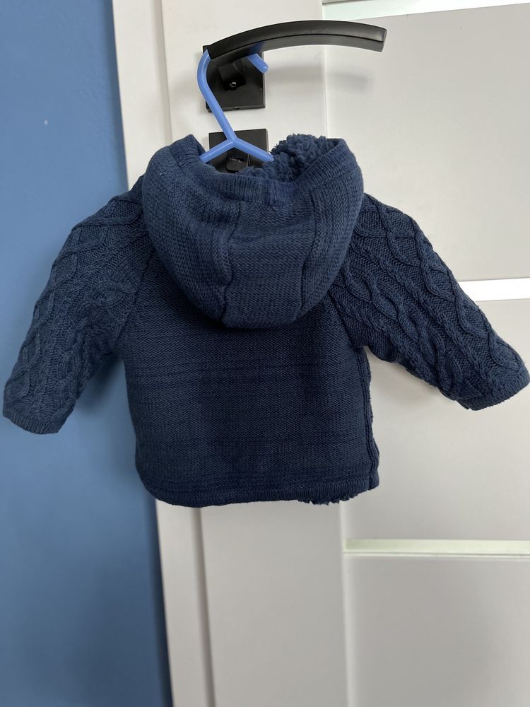 56 mothercare sweter kardigan granatowy ocieplany